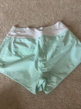lululemon athletica Mint and White High-Waist Athletic Shorts